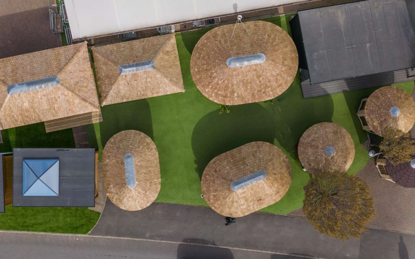 Crown Pavilions Surrey showsite with luxury garden buildings on display