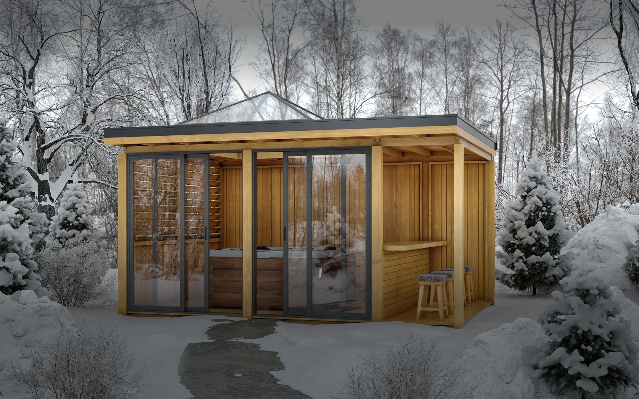 St. Tropez Luxury Garden Building in a garden setting